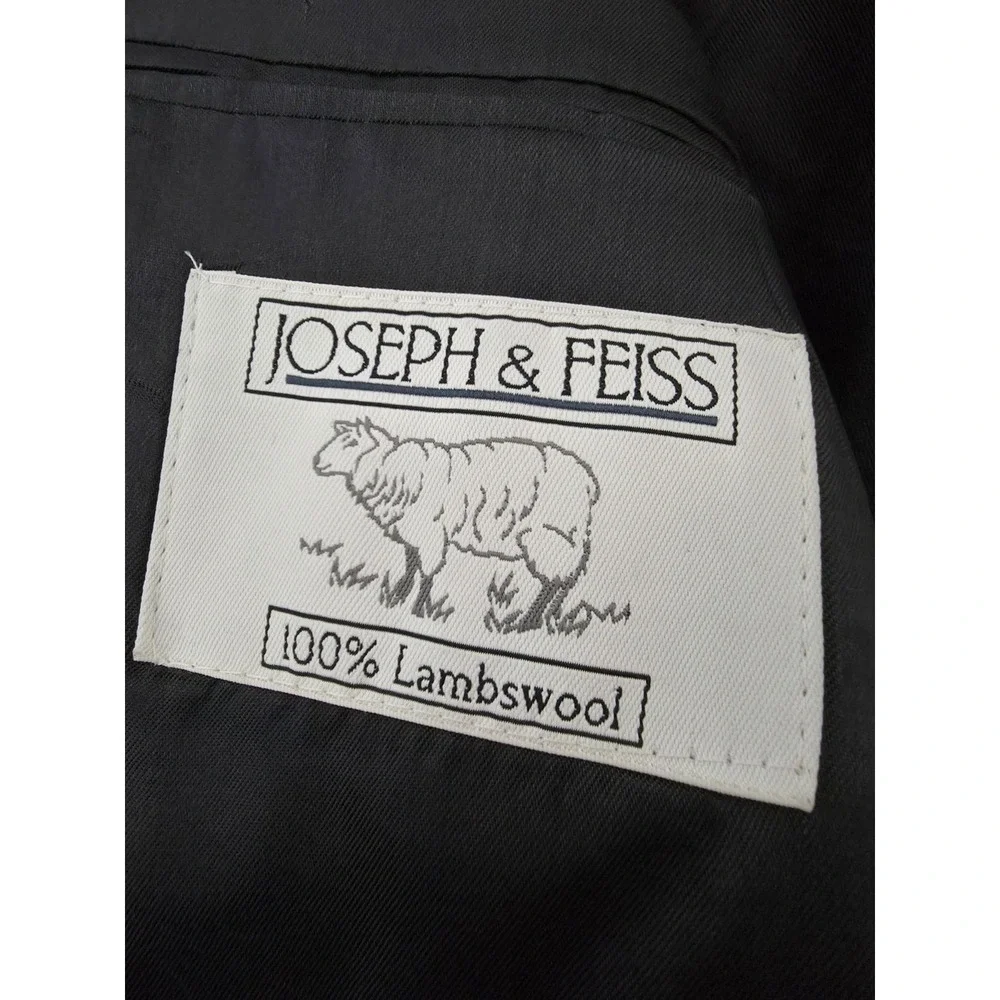 Joseph & Feiss Blazer Jacket Mens 46 L Gray Lambswool Sports Coat Herringbone